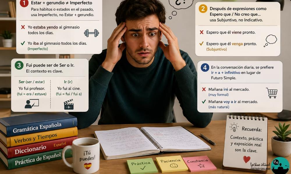 اشتباهات رایج در زمانها و گرامر اسپانیایی