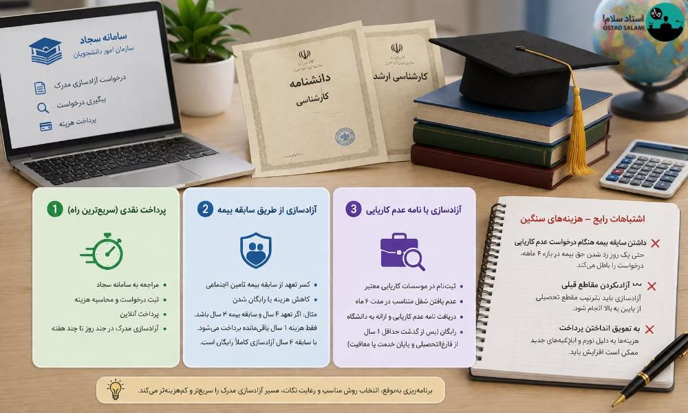 راهنمای جامع آزادسازی مدارک تحصیلی